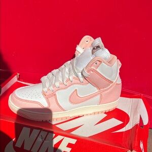 Nike Women's High-Top Pink and White Sneakers